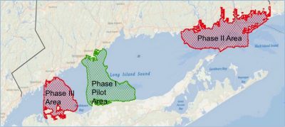 Map of Long Island Sound showing high priority areas for habitat mapping