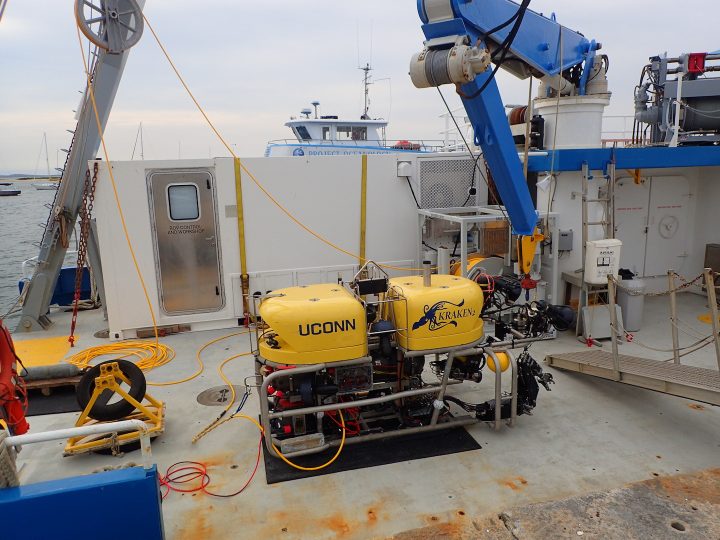 Loading the K2 ROV onto the RV Connecticut
