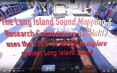 Opening screen of a 360 degree video taken from the SEABOSS in easter Long Island Sound