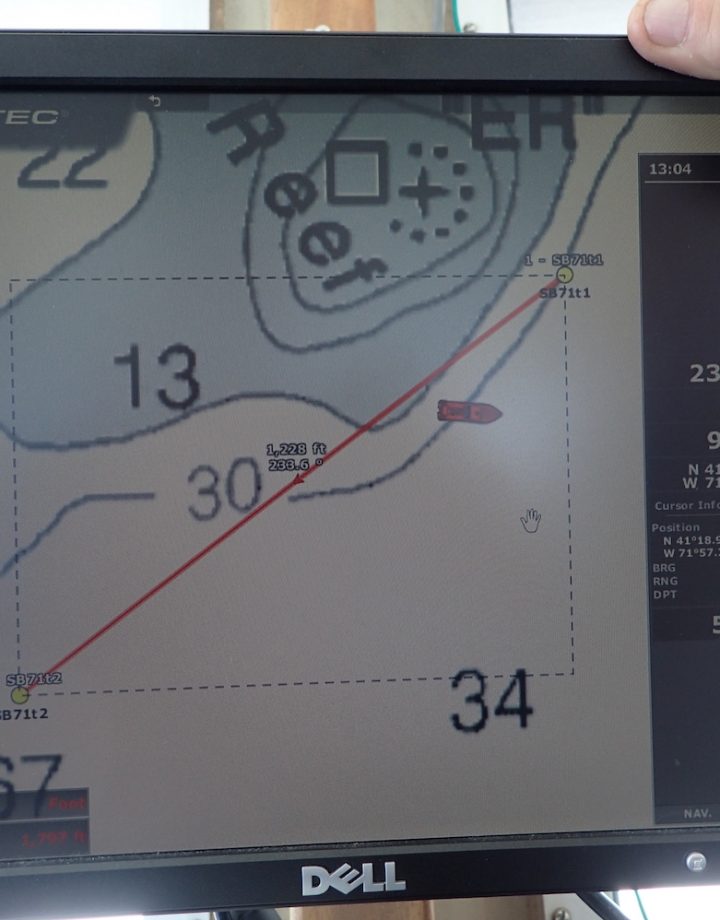 Ship's navigation system with SEABOSS transect overlay