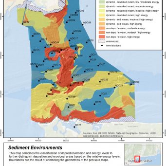 Sedimentary environment and seafloor energy map